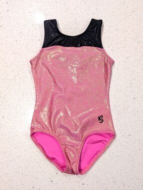 BEAUTIFUL Kbee Gymnastics Dance Leotard Medium 10-11 Salmon METALLIC Pixelated